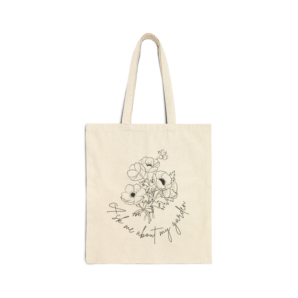 Canvas Tote Bag — Minimal Floral Sketch “They care about my growth” Eco Shopper